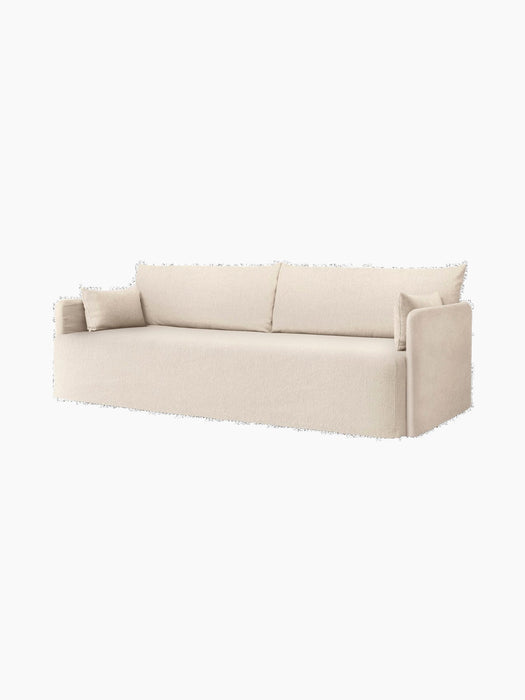 The Offset Sofa with Loose Cover, a 3-seater in light beige Jasmine fabric, is shown at an angle on a plain background.