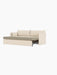 Side view of the Offset Sofa Bed in Logan Jasmine fabric, opened to show the bed mechanism and contrasting grey mattress.