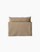The back of a one-seater Offset Sofa with a loose cover in a textured, brownish-grey Flint fabric, on a black background.
