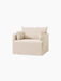 Angled view of the Offset Sofa w. Loose Cover, 1-seater, in textured Logan Jasmine fabric with two matching side cushions.