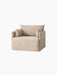 A one-seater Offset Sofa with a textured, sand-coloured Loose Cover, shown at an angle. It has soft back and arm cushions.
