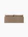 A back view of the Offset Sofa with Loose Cover, a two-seater model upholstered in textured, light brown Flint fabric.