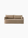 Front view of the Offset Sofa with Loose Cover, 2-seater in a textured, light grey Logan Flint fabric on a black background.