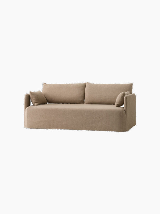 The Offset Sofa with Loose Cover in a 2-seater size, upholstered in textured flint fabric, viewed from an angle.