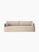 Front view of the Offset 3-Seater Sofa with Loose Cover in sand, with two large back and two smaller side cushions.