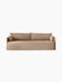 Front view of the 3-seater Offset Sofa. It has a silhouette with a loose cover in textured Flint fabric and soft cushions.