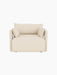 Top-down view of the Offset Sofa 1-seater upholstered in Logan Jasmine, a light textured fabric, on a black background.