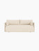 Front view of the Offset Sofa, a 2-seater model in a textured, light cream Logan Jasmine fabric, against a black background.