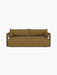 Front view of the Offset Sofa, 2-seater upholstered in textured, warm brown Audo Bouclé 06 fabric against black background.