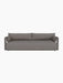 A front view of the Offset Sofa, a 3-seater upholstered in textured, light-coloured Audo Bouclé 16, on a black background.