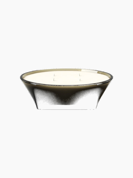 The Olfacte Private View Statement Candle, a four-wick candle with off-white wax in a wide, translucent dark glass bowl.