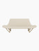 A front-on view of the Pagode Sofa with light cream Hallingdal 200 upholstery and a natural oak frame with V-shaped legs.