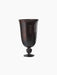 Front view of a chalice-shaped vase in a dark, burnished bronze finish, with a wide rim and a knot on its stem.