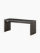 An angled shot of the Plinth Bridge in Grey Kendzo. It is a long, low, rectangular bench made of dark grey veined marble.