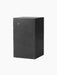 A tall, rectangular Plinth in black marble with subtle white veining, shown at an angle against a stark black background.