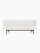 Front view of the Radiohus Sofa P2, featuring off-white button-tufted upholstery and a dark walnut wood frame.