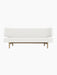 Front view of Radiohus Sofa P2, featuring off-white Hallingdal fabric with a button-tufted backrest and a natural oak frame.