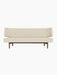 Front view of the Radiohus Sofa P2 in light cream upholstery with a button-tufted back and a dark walnut wood frame.