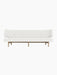 Front view of the Radiohus Sofa P3 in off-white Hallingdal 110 upholstery with a button-tufted back and natural oak legs.