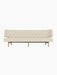 A front view of the Radiohus Sofa P3, featuring light cream upholstery with a button-tufted backrest on a natural oak frame.