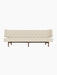 Front view of the Radiohus Sofa P3 in a cream button-tufted upholstery, with a dark walnut frame, on a black background.