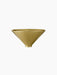 Front view of the Taper Bowl in brushed brass. The conical bowl has a wide rim and a narrow base against a black background.
