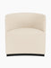A front view of the Tearoom Club Chair upholstered in a textured, light cream Logan Jasmine fabric, on a recessed dark base.