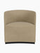 A front view of the Tearoom Club Chair, fully upholstered in a textured beige Audo Bouclé 02 fabric on a dark, recessed base.