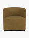 A frontal image of the Tearoom Club Chair upholstered in textured mustard-yellow Audo Bouclé 06 on a black background.