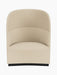 Front view of the Tearoom Lounge Chair, High Back, upholstered in a textured Logan Sand fabric, on a dark, recessed base.