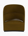 An overhead view of the Tearoom Lounge Chair, High Back, upholstered in a mustard textured fabric against a black background.