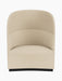 A front view of the Tearoom Lounge Chair, High Back, upholstered in textured Logan Sand fabric against a black background.