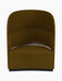 A front-on, slightly high-angle view of the Tearoom Lounge Chair, High Back, in a textured, dark mustard yellow upholstery.