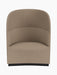Front view of the Tearoom Lounge Chair, High Back, in textured, grey-brown Logan Flint fabric on a black background.