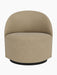 A front view of the Tearoom Lounge Chair, Swivel w/Return, upholstered in a textured, beige Audo Bouclé 02 fabric.
