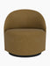 A front view of the Tearoom Lounge Chair, Swivel w/Return, upholstered in a textured, golden-brown Audo Bouclé 06 fabric.