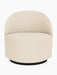 Front view of Tearoom Lounge Chair, Swivel w/Return in a textured, light cream Logan Jasmine fabric on a black swivel base.