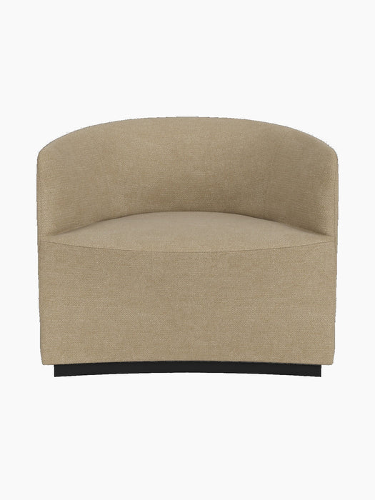 Front view of the Tearoom Lounge Chair in Audo Bouclé 02. The chair has a curved back, deep seat and is fully upholstered.