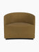 A front-on view of the Tearoom Lounge Chair upholstered in a textured, ochre-coloured Audo Bouclé 06 on a black background.