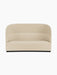 Front view of the Tearoom Sofa, High Back in sand Logan upholstery, featuring a high, curved back and a dark plinth base.