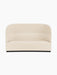 A front view of the Tearoom Sofa, High Back, upholstered in light cream Logan Jasmine fabric with a high, curved back.