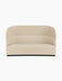 Front view of the Tearoom Sofa, High Back upholstered in a textured, sandy-beige Logan Sand fabric, on a recessed black base.