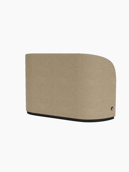 Rear view of the Tearoom Sofa, High Back in beige Bouclé 02 fabric, showing the integrated power outlet on the right side.