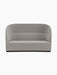 Front-on view of the Tearoom Sofa, High Back, upholstered in a textured grey Safire 006 fabric against a black background.