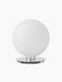 Front view of the TR Bulb, Ceiling/Wall Lamp, off, with a spherical white opal glass shade on a polished steel base.