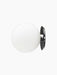 A side view of the TR Bulb Ceiling/Wall Lamp, showing its oval white opal glass shade attached to a black circular base.
