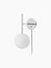 TR Bulb Suspended Wall Lamp in polished steel with a white opal glass globe, circular wall mount, and black cord.