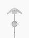 The Wing Wall Lamp in polished aluminium, shown from above, switched off, with a wing-shaped shade and round mount.