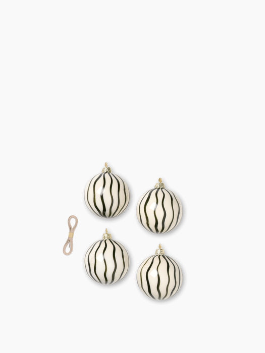 Christmas Glass Ornaments - Lines - Set of 4