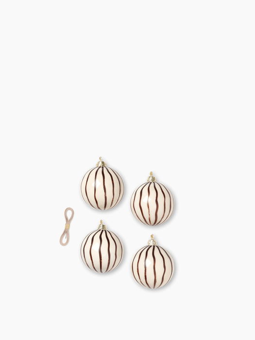 Christmas Glass Ornaments - Lines - Set of 4
